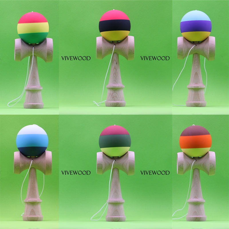 Tri Split Zijde Rubber Kendama, Tricolor Kendama, 6 kleuren beschikbaar, 18 cm Kendama, Ken 2.0, 22mm Bevel, Duurzaam Beuken Kendama