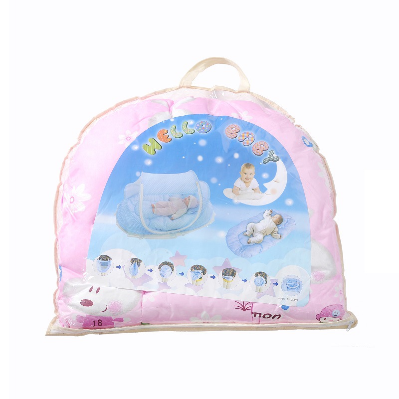 Foldable Baby Mosquito Net No Installation with Cotton Pad Pillow Anti-Mosquito Guard for Infant Cribs