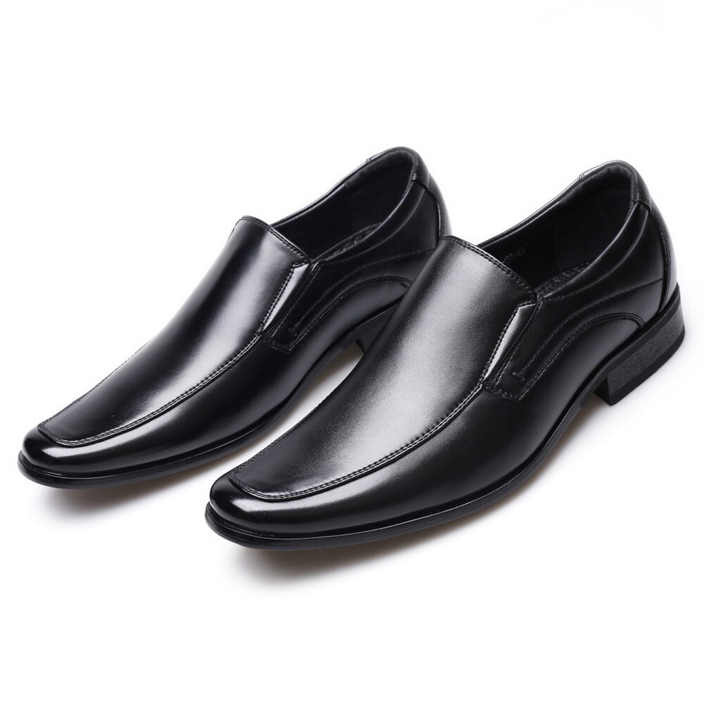 Zapatos de vestir clásicos de negocios para hombre, calzado Formal para boda, sin cordones, Oxford, para oficina, de lujo: Negro / 43
