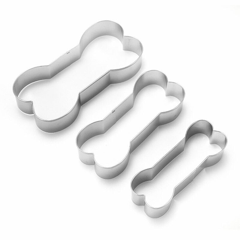 3 Stks/set Hond Bone Vormige Cookie Cutter Rvs Biscuit Mold Diy Bakvormen Fondant Taart Decoratie Gereedschappen Bakvorm