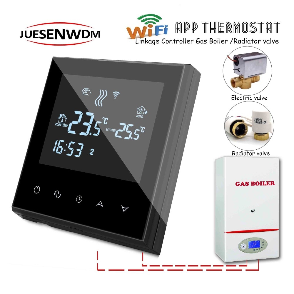 CE EU 220VAC Room Central Heating System WIFI thermostat boiler thermostatic head for Linkage Controller