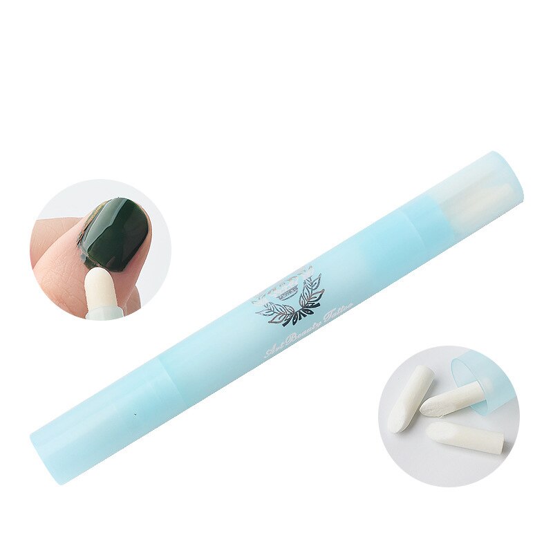 4 farver gel neglelakfjerner blyant med 3 spids lak fjern pen polish korrektor penne rengøring viskelæder uv manicure værktøj: Blå