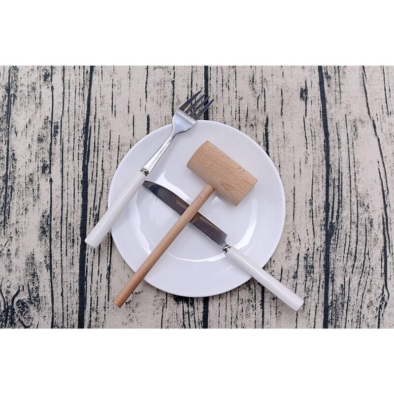 Big Wooden Hammer Mallet,Solid Natural Hardwood Crab&Lobster Hammer,for Cracking Seafood Tool,14Pcs