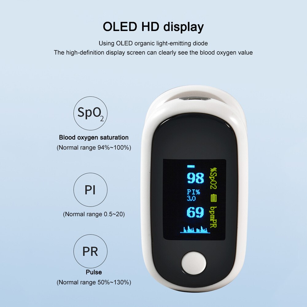 USB Charging OLED Display Finger Clip Pulse Oximeter PI Sleep Monitoring Finger Pulse Child Oximetro Home Heart Rate Meter