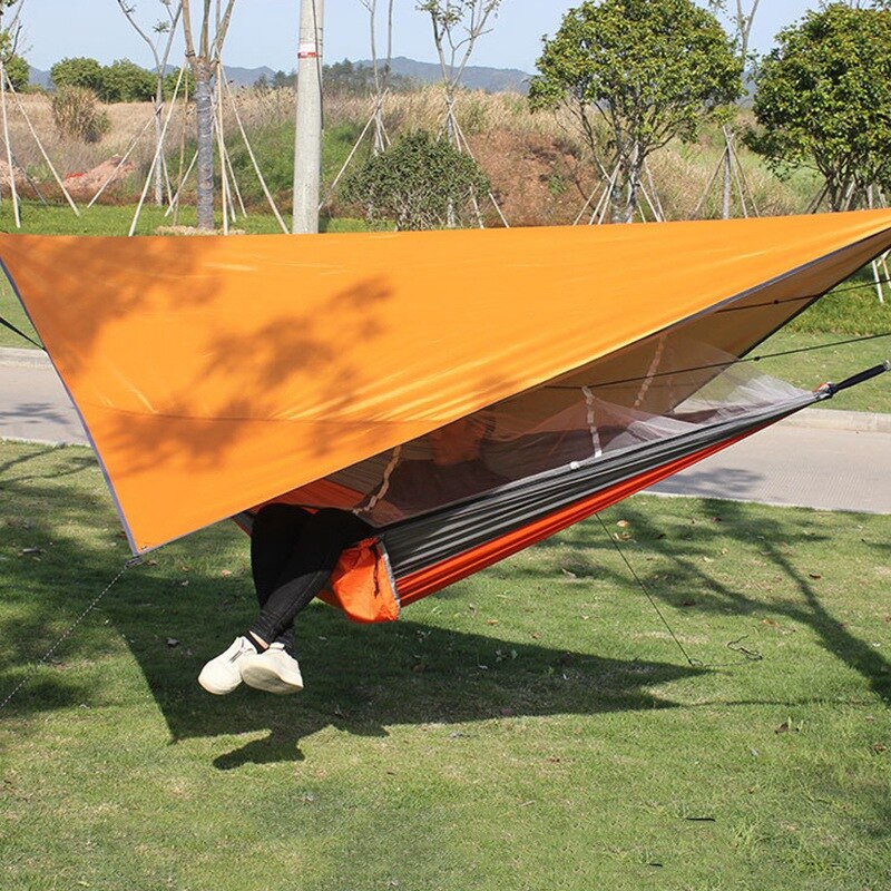 TOP320X250cm Waterproof Tarp Tent Shade Outdoor Camping Hammock UV Garden Awning Canopy Sunshade Ultralight Orange