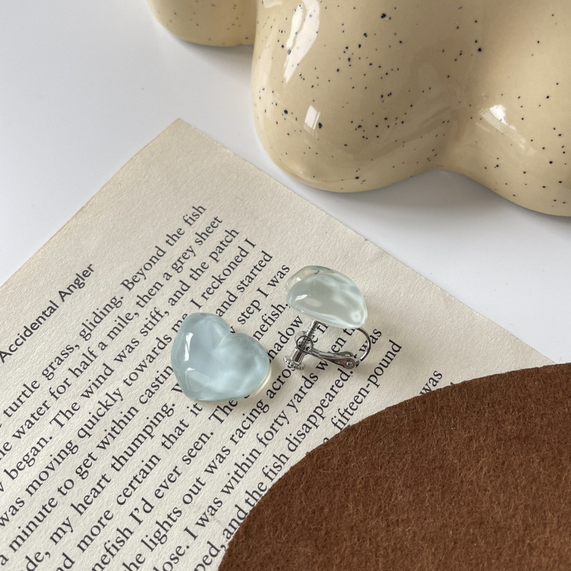 Boucles d'oreilles en acrylique Macaron Transparent, carré irrégulier géométrique, Simple résine pierre en forme de cœur, boucles d'oreilles sans Piercing: light blu