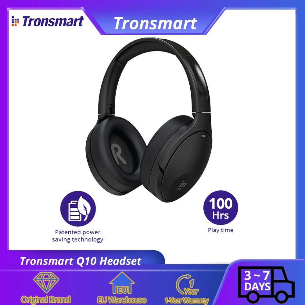 Tronsmart Apollo Q10 Active Noise Cancelling Headphones Bluetooth 5.0 Headset Wireless with100-hour Playtime, Touch/App Control