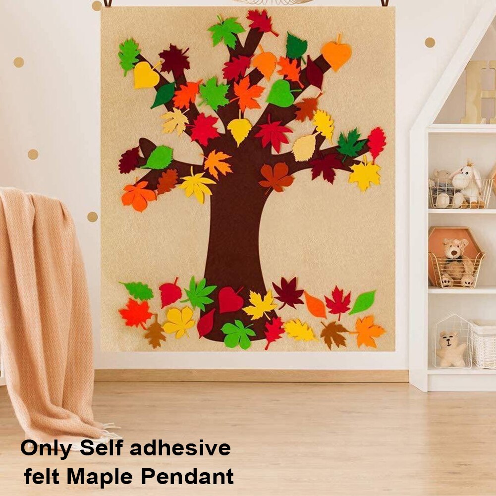 Tablero de árbol de Otoño de fieltro para niños, arte de pared para escuela, adornos de hojas de otoño, manualidades, bullets, actividades de acción de gracias, aula y dormitorio