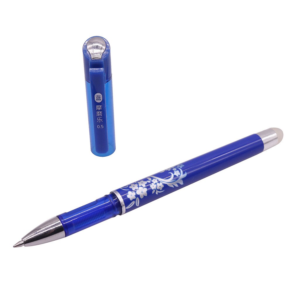 12 Pcs Magic Pen Erasable Gel Pen 0.5mm Tip Blue Refill Student Stationery Writing Pen
