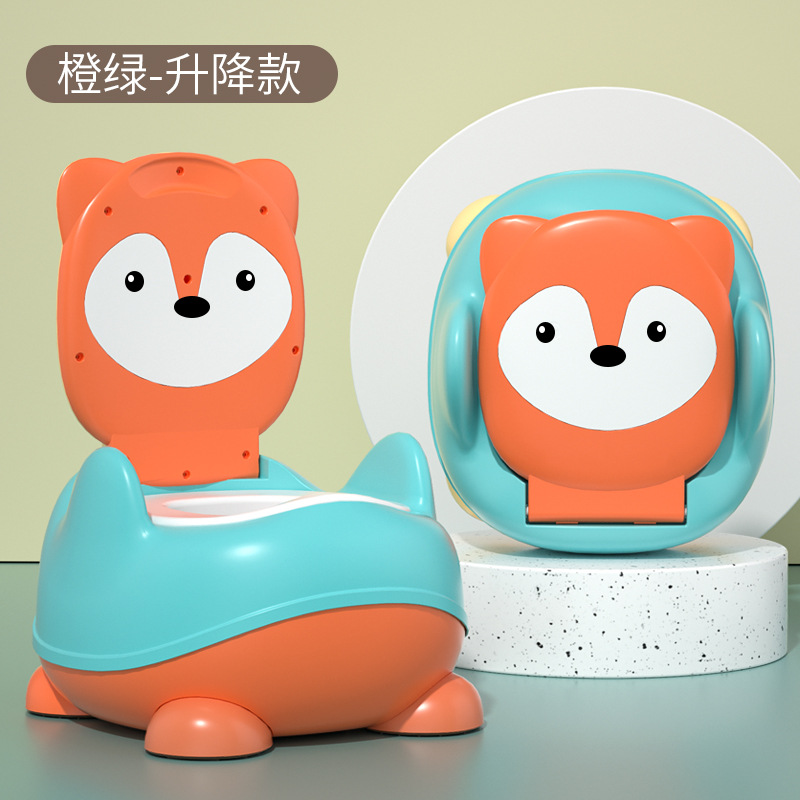 Orinal de dibujos animados para niños, orinal grande para el hogar, aumento del equipo frontal sin salpicaduras de orina, cojín suave de fácil limpieza: Orange lifting PVC