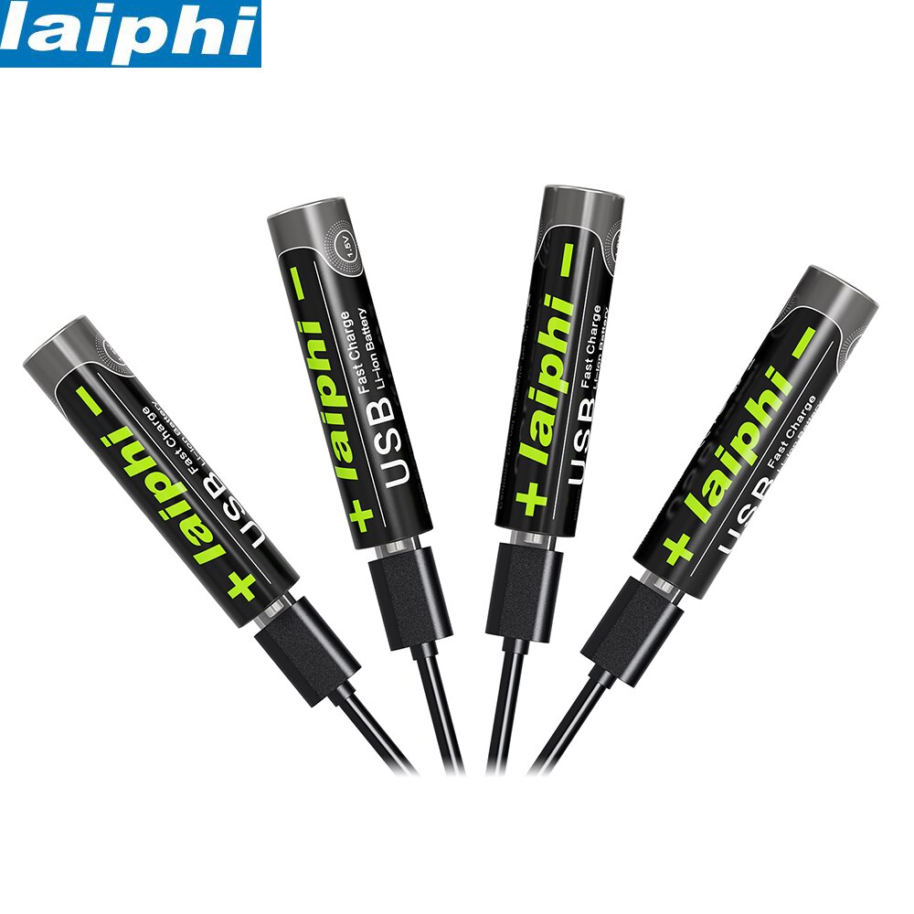 Laiphi-Batería de polímero de litio recargable por USB, Pila de li-ion de alta capacidad, AAA, 1,5 V, 1100mwh