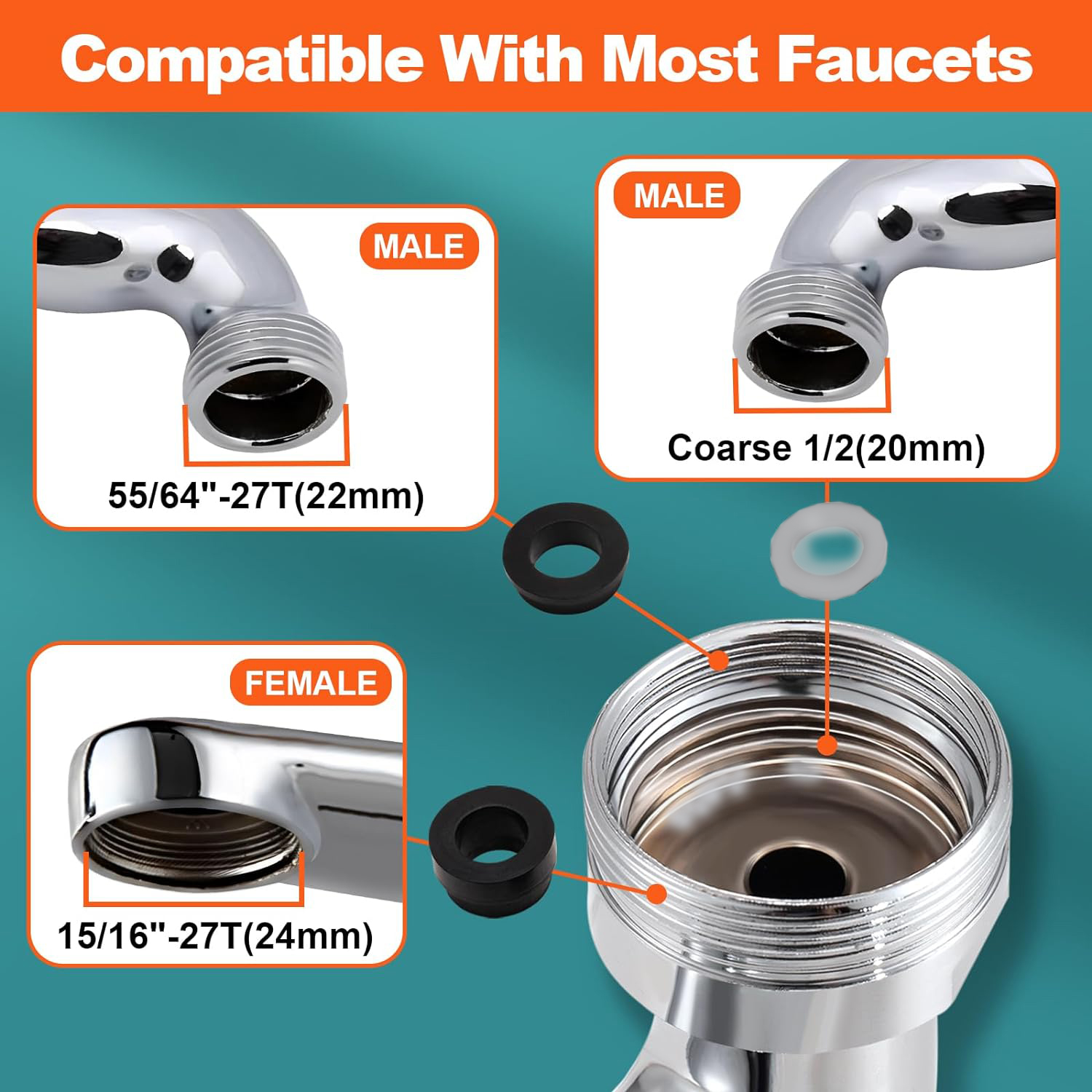 Prolunga per rubinetto 1440° per lavandino del bagno 2 modalità di uscita dell'acqua Girevole Aeratore del rubinetto Attacco per rubinetto girevole Estensione del rubinetto della cucina Tocca Regolazione per il lavaggi