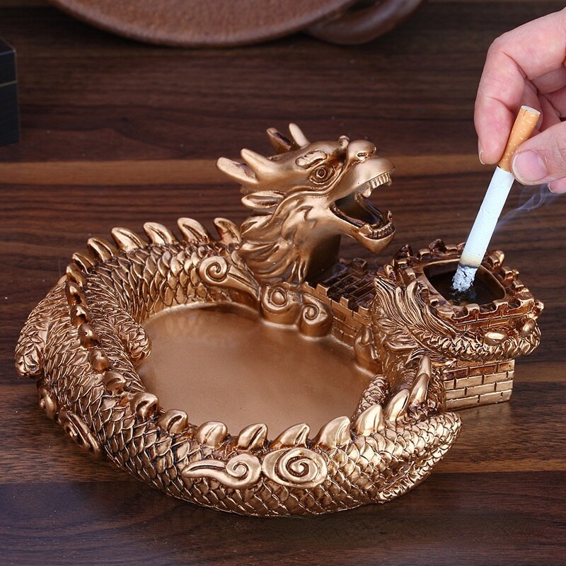Europese Stijl Retro Creatieve Lade Dragon Elanden Leeuw Asbak Hars Ash Tray Woonkamer Home Office Decoratie Ornamenten