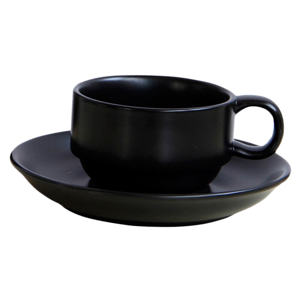 Ceramic Cup Coffee Cup Mug Tea Cup Set for Office and Home Perfect , Maximum Capacity 180ml/ 6 ounce (Black)