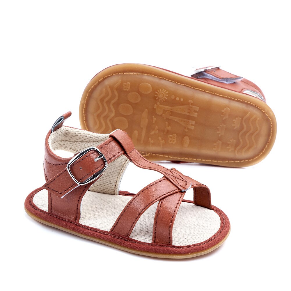 Summer Baby Boys Shoes Soft Toddle Boy Sandals Leather Breathable Hollow Out Baby Slippers Prewalker Sandal Shoes Beach: brown / 3