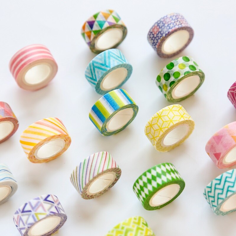 4 st super mini färg papper washi tejp 10mm spetspläd mosaik mönster maskeringstejper klistermärken hem diy konst dagbok dekoration  a6012
