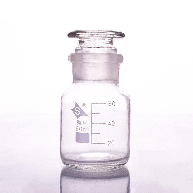 Reagent bottle,wide mouth,clear,Ordinary glass,Normal glass,Capacity 60ml,Graduation Sample Vials