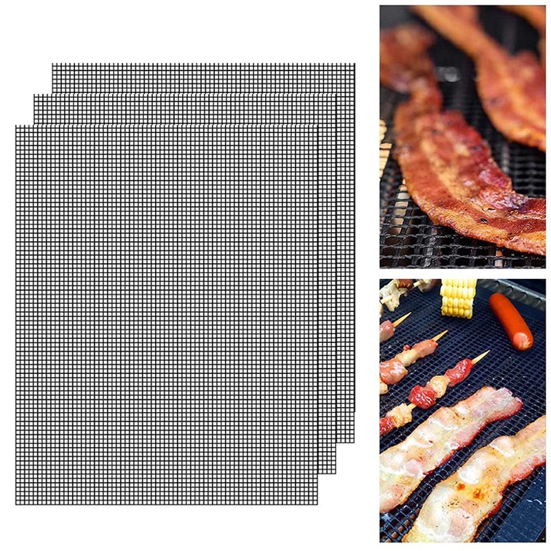 Tapis de cuisson, feuille de cuisson et Grill résistant à la chaleur, BBQ en mailles antiadhésives, accessoires pour Barbecue en fête, 40x30cm