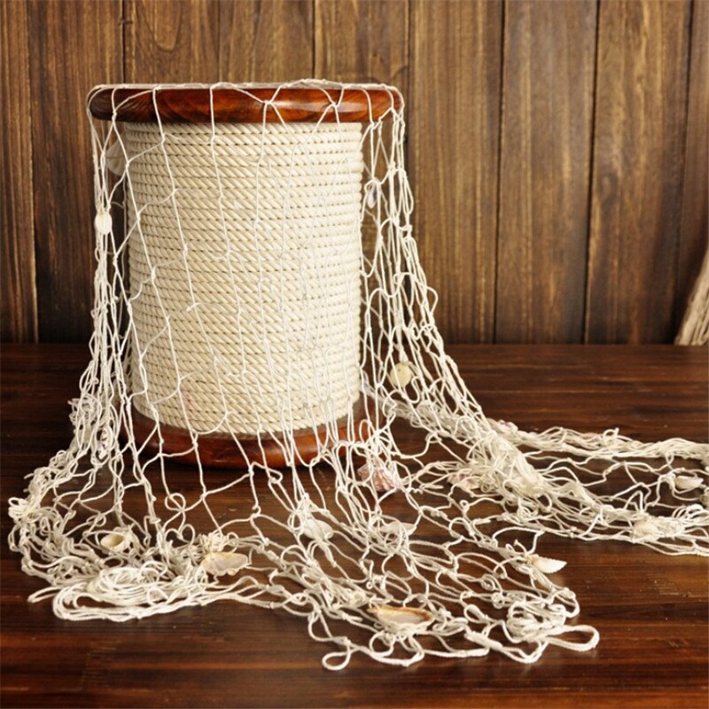 Rete Da Pesca Decorativa 1x2 M Con Conchiglie - In Corda Di Cotone, Stile Marinaro Per Pareti E Feste