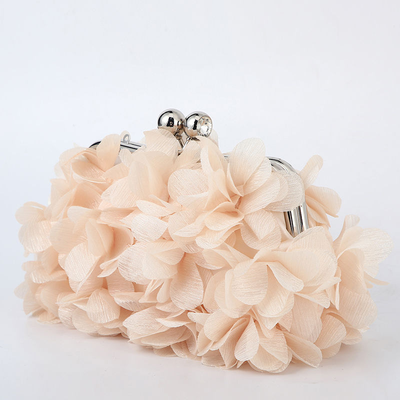 Blomma middagsväska blommig kedja axelväska brud handväska kuvertväska kvinna kronblad kvällsfest kuvertväska bröllopsklänning väska: Svart