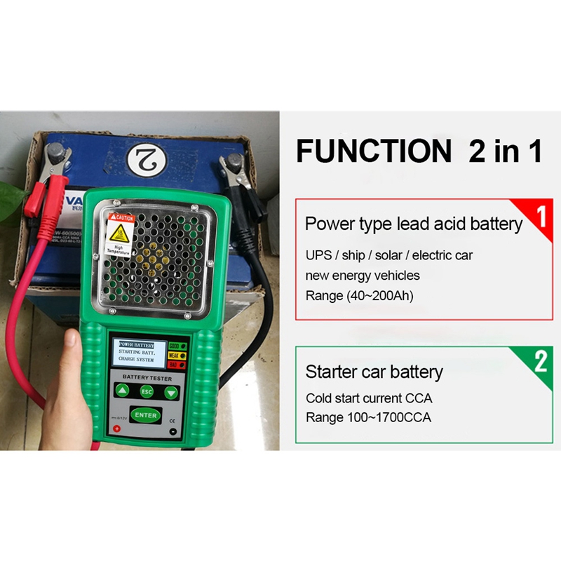 DY226A – testeur de batterie de voiture 3 en 1, Test CCA de Charge de démarrage de Charge automatique cc de Traction avec affichage Led de capacité de stockage