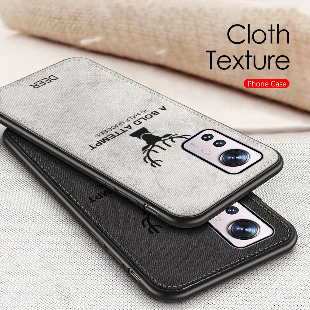 Voor Xiaomi 12 Pro Case Herten Patroon Telefoon Cover Voor Voor Xiaomi12 Xiamoi 12Pro Xiomi 12X Doek Textuur Tpu Soft shockproof Shell