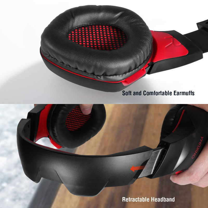 ONIKUMA k1-b zestaw słuchawkowy Stereo do gier przewodowe słuchawki gamingowe do laptopa Mac PC PS4 Xbox One Nintendo z mikrofonem LED Lights