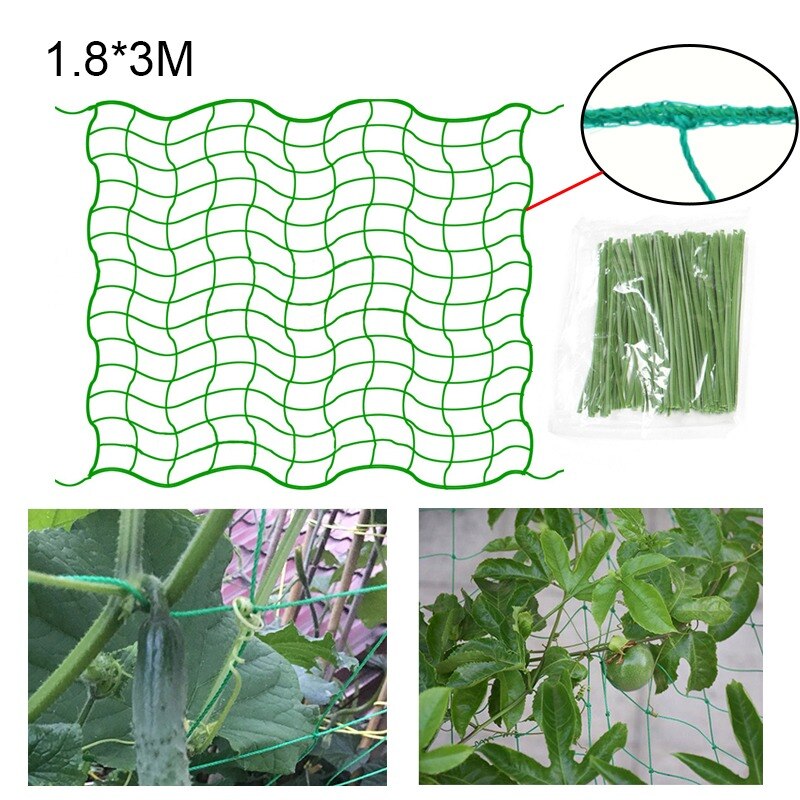 1 Set Garden Plant Trellis Netting Heavy Duty Mesh Vine Landing Garden Weaving Grow Frame Vegetable Flower Cucumber Climbing Net: 1set 1.8x3m