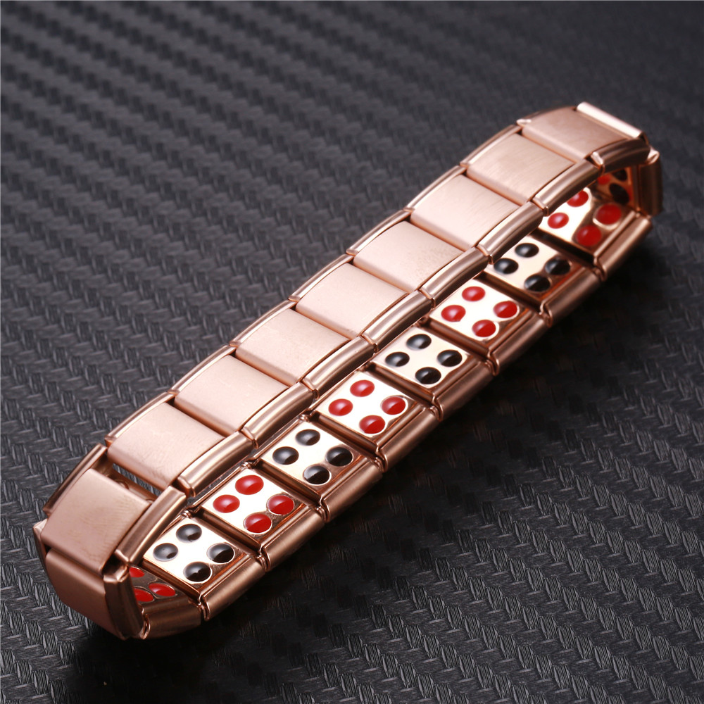 Vrouwen Polsband Rvs Elastische Verstelbare Zwart Rose Goud Kleur Germanium Magnetische Armband Voor Mannen Gezondheid Sieraden