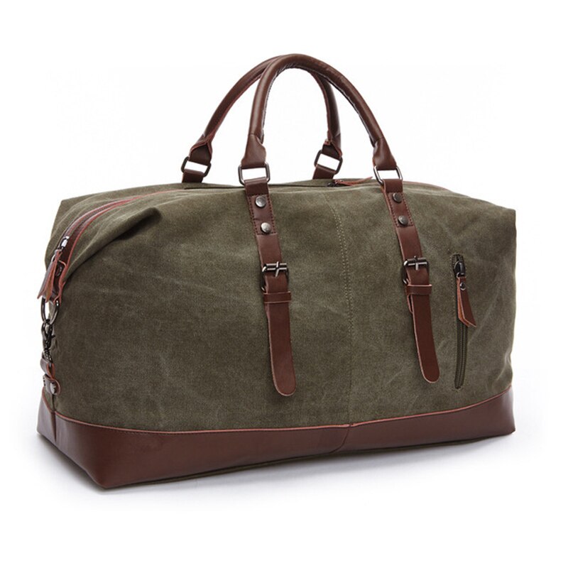 Bolso de viaje de lona de , bolsos de equipaje Vintage de gran capacidad de cuero, bolso de mano Simple Vintage Casual,: green(large)