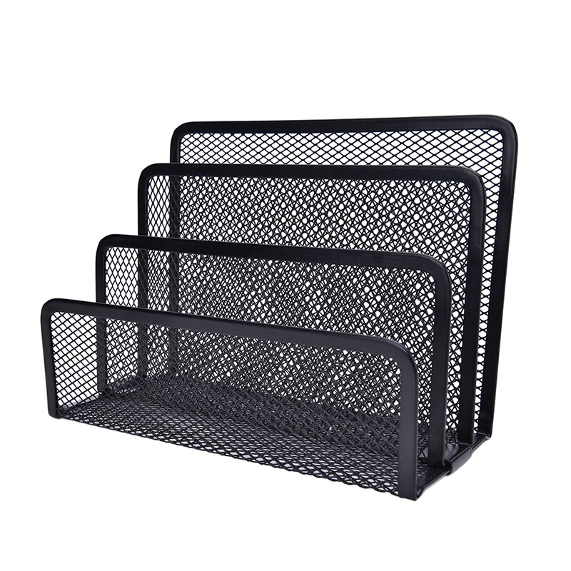 Black Metal Mesh Desk Organizer Desktop Letter Sorter Mail Tray File Organiser Office Home Bookends Book Holder Business
