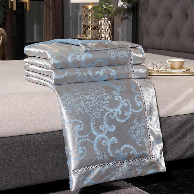47 bomuldssilke jacquard forårs- og sommerbetrækstæppe luksus silkebløde tæpper fremhæver elegancen af sengen, der dekorerer soveværelset: Farve 4 / 200 x 230cm