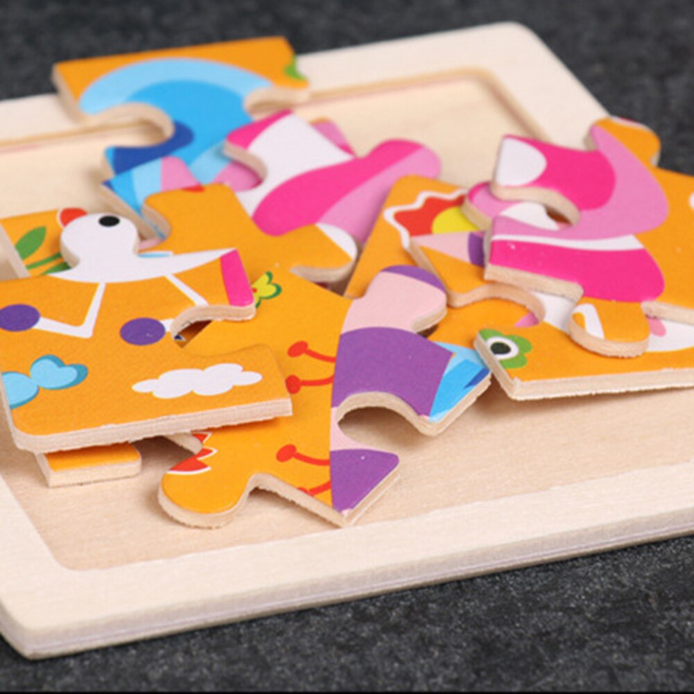 9Pcs di Sicurezza In Legno Animali Del Fumetto Del Modello Per Bambini FAI DA TE Del Campione di Puzzle di Puzzle Del Giocattolo di Apprendimento Istruzione Pannello Set