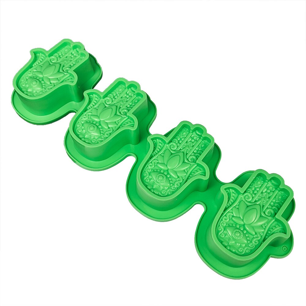 Lotus bergamot blomst håndlavet sæbe silikone form gør-det-selv hånd af fatima kageform lys krystal epoxy form kage dekoration: Græsgrøn
