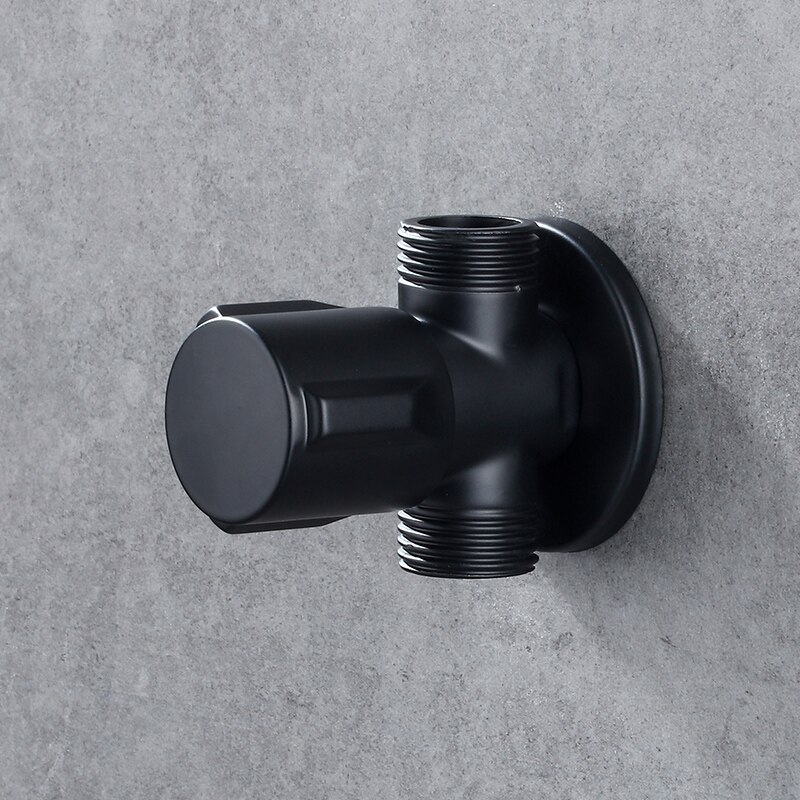 Water Triangle Valve Black Brass Cold Water Triangle Valve G1/2 Thread Angle Valves for Kitchen Bathroom Toilet Heater Sink