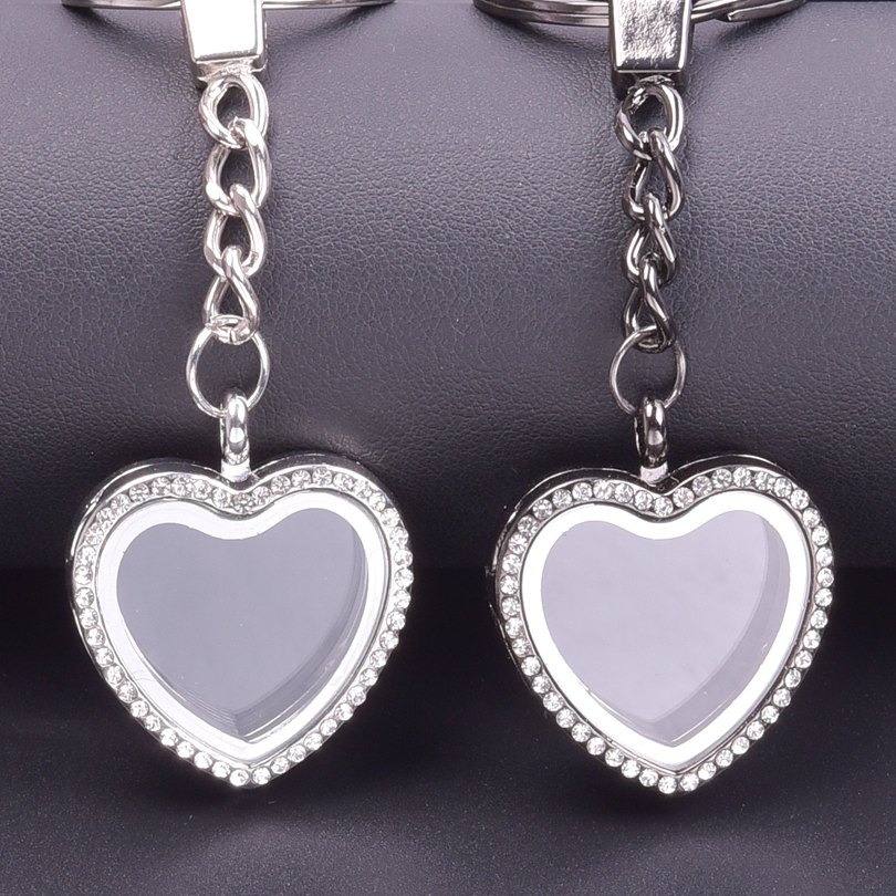 Llavero con medallón de corazones, Llaveros de cristal Para Mujer, colgante de corazón, medallones flotantes, llavero magnético, de Metal Para amigos