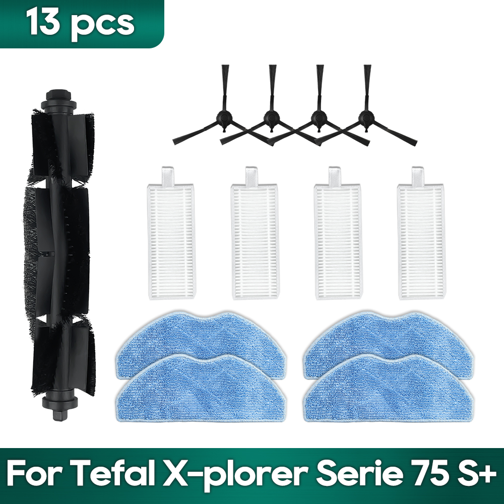 Fit For Tefal Rowenta X-plorer Serie 75S RR8577WH, 75S+ RG8597W / RR8587WH Accessories Brush Hepa Filter Mop Wipe Dust Bag: light yellow