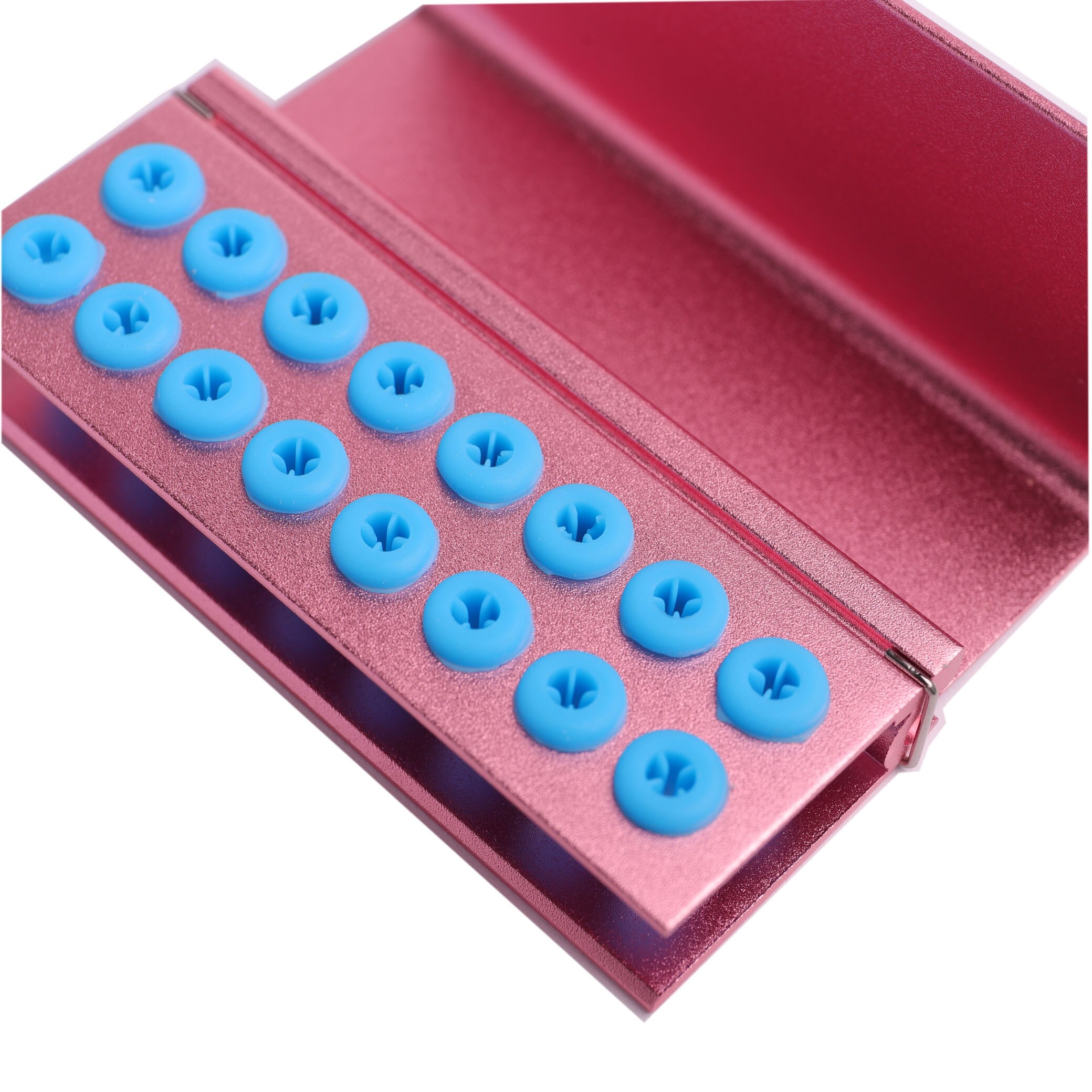 16 Holes Dental Bur Block Holder Holds Disinfection Autoclave Sterilizer Box Stand With Silicone Rings Fit For FG RA CA Burs: Pink