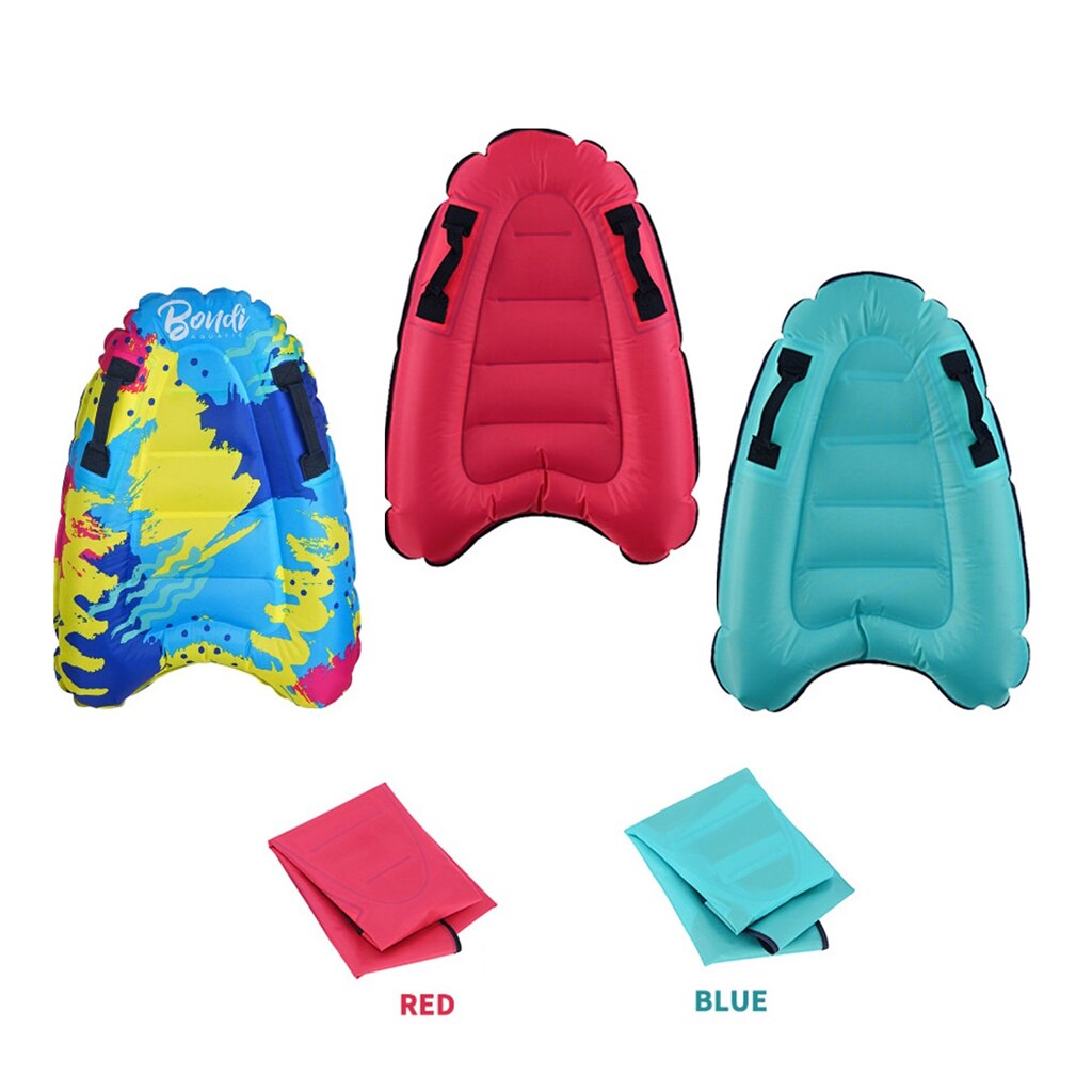 Inflatable Kickboards Surf Body Board 60x80cm w/ Handle Swimming Floating Mat Mini Surfboards for Unisex Children Kids