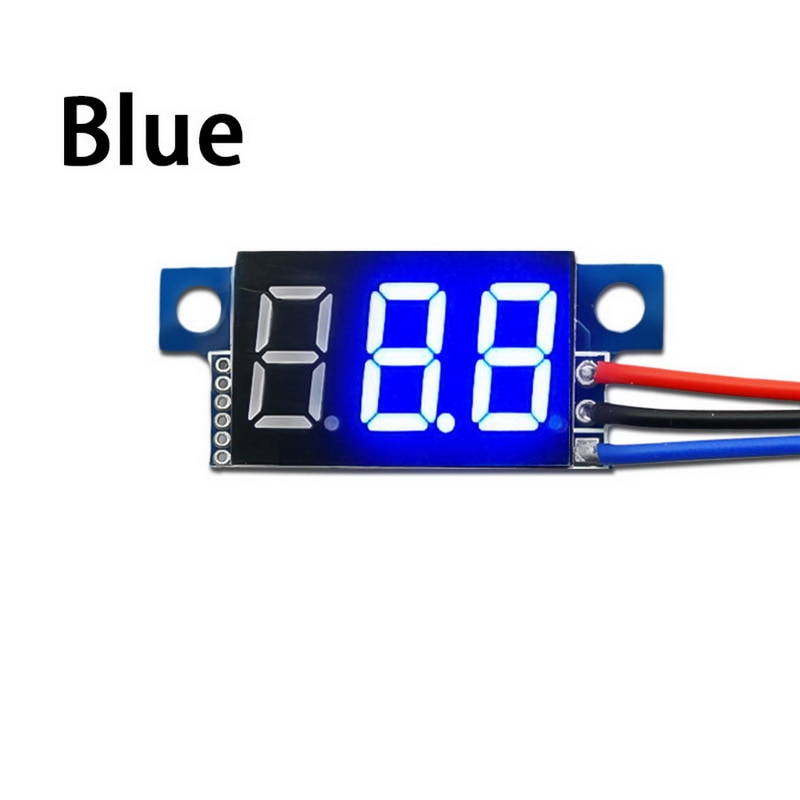 Mini Three-wire 0-200V DC Digital Voltmeter, Voltmeter With Reverse Polarity Protection, Circuit Measurement Voltmeter: blue  0V-200V