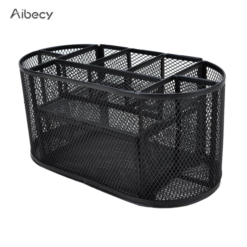 Desk Organizer 9 Storage Compartments Multi-functional Mesh Desk Organizer Pen Holder Stationery Office School Supplies