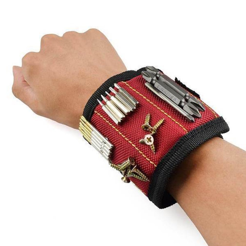 Pulsera magnética de poliéster para herramientas de electricista, bolsa portátil con imanes fuertes, tornillos, correa de herramientas de reparación de soporte, 6 uds.