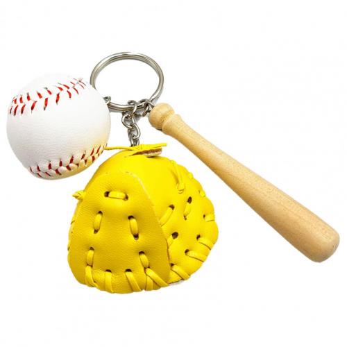 Porte-clés de Baseball en trois dimensions, 2 pièces, décorations, pendentif , rangement de jouets pour la maison: YELLOW