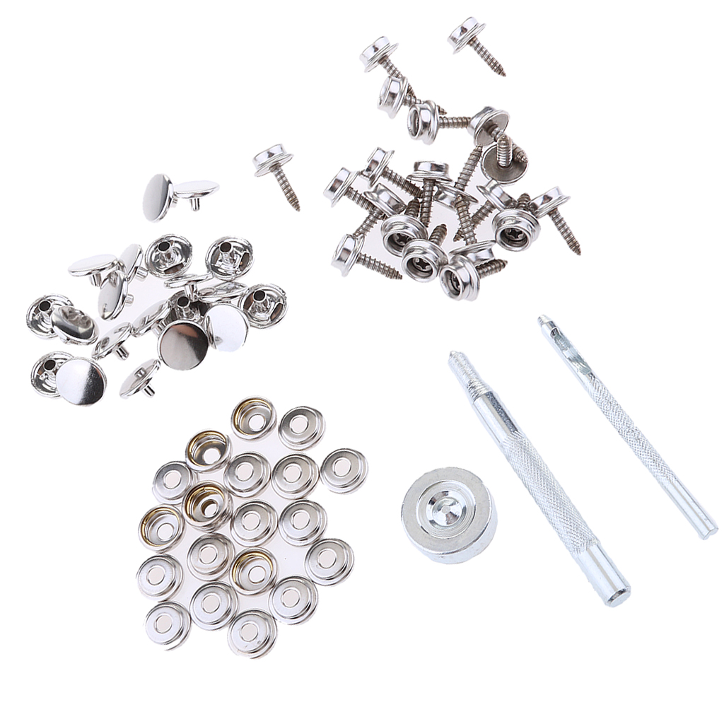 63 Pieces Marine Boat Canvas Snap Cover Fastening Fastener 15mm Screw Studs Repair Kit