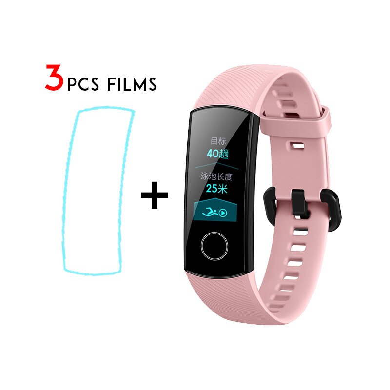 Original Huawei Honor Band 4 Standard Version Smart Wristband Color Screen Touch Pad Heart Rate Sleep Snap Monitor: Pink n 3 films