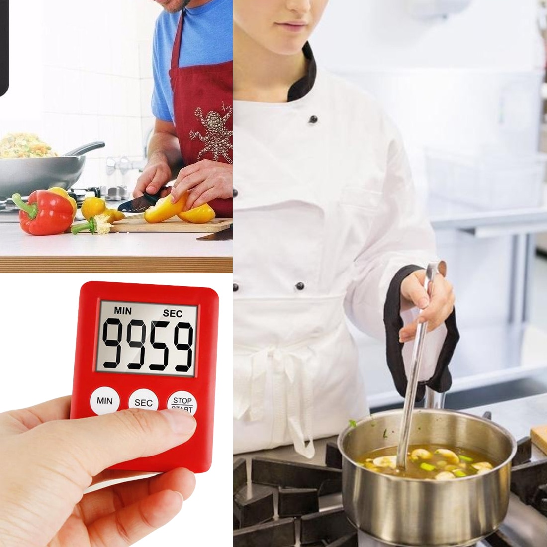 Temporizador de cocina para el hogar, cronómetro electrónico para cocina, cronómetro, herramientas de cocina, sencillo, práctico, pantalla LCD cuadrada Digital