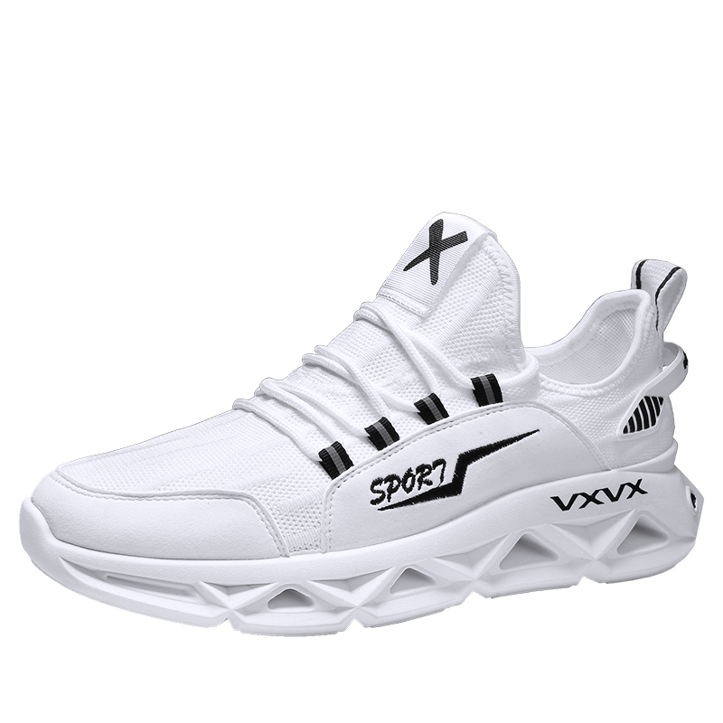 Forårssneakers mænd fritidssko mænd sko lette vandresko mænd sneakers mandlige sko zapatillas hombre: Hvid / 7.5