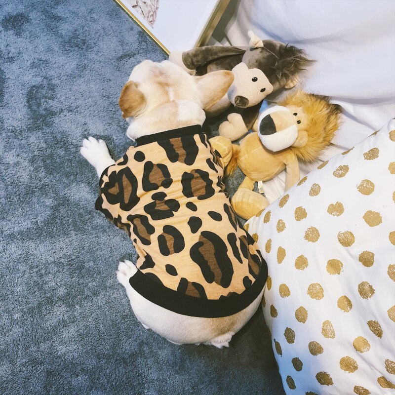 Franse Bulldog Kleding Sexy Luipaard Hond Hoodie T-shirt Pug Kleding Poedel Pommeren Schnauzer Welsh Corgi Kostuum Huisdier Jas