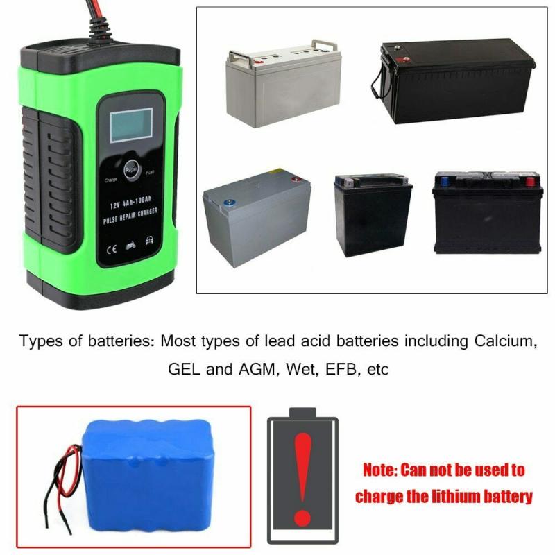 Full Automatic Car Battery Charger 12V 6A Intelligent Fast Power Charging Battery Charging Unit Digital LCD Display Battery