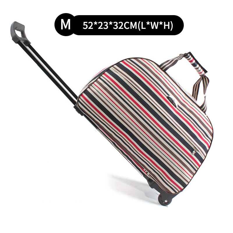 Portable Trolley Bag Rolling Suitcase Travel Luggage Storage Carry On Case Women Men Waterproof Business Boarding Bag On Wheels: Color stripes M